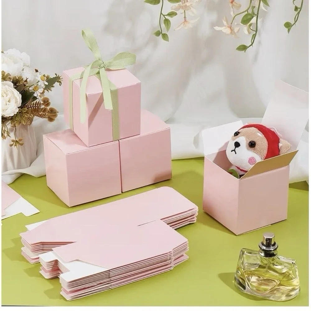 Small Gift Boxes 50 Pack 3.5x3.5x2.7inches Pink Gift Boxes with Lids for Gifts